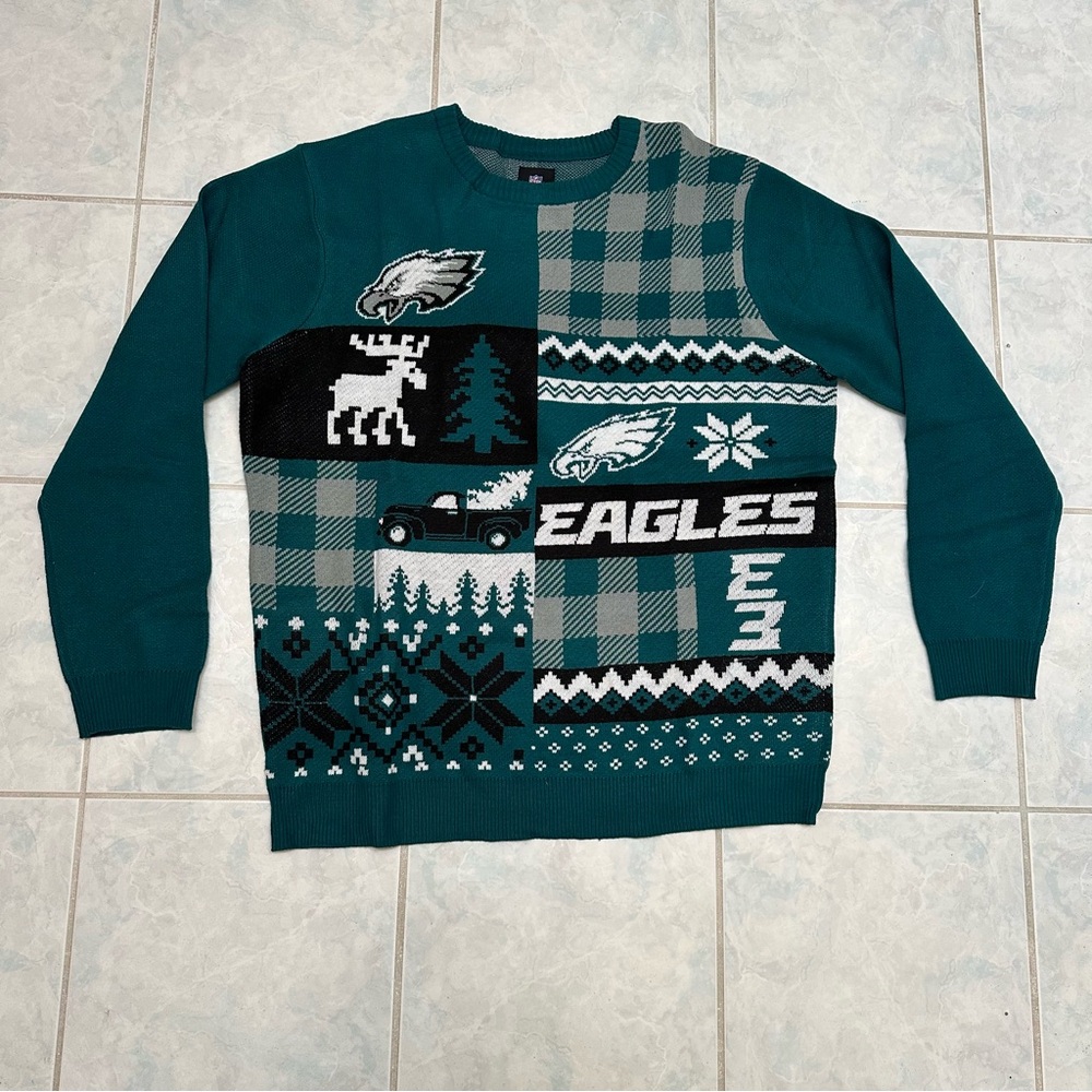 NWT Men's NFL Philadelphia Eagles Green Patterned Sweater size 2XL